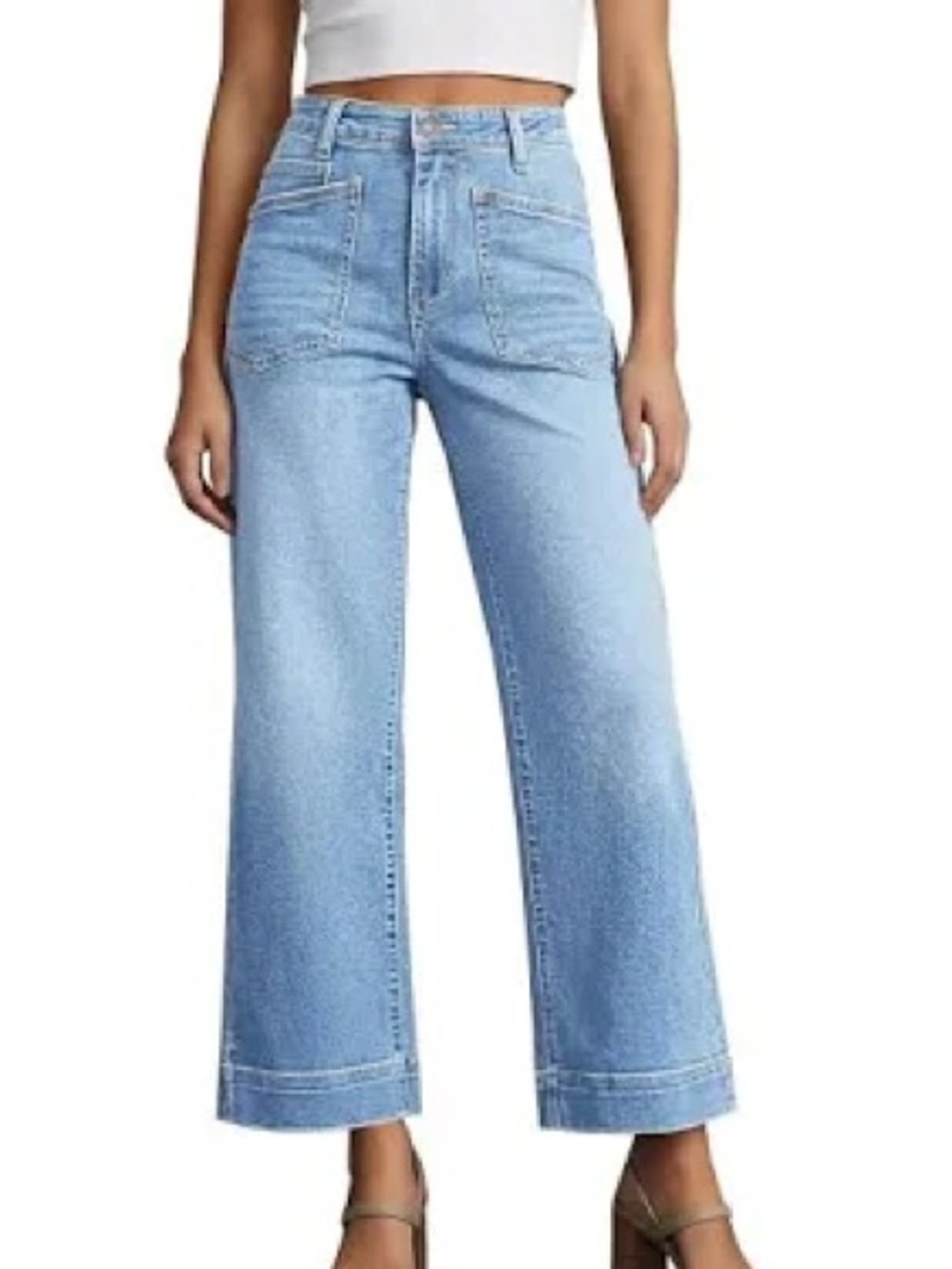 Cicy Bell Womens Light Blue Wide Leg Jeans Ankle Jeans size 6